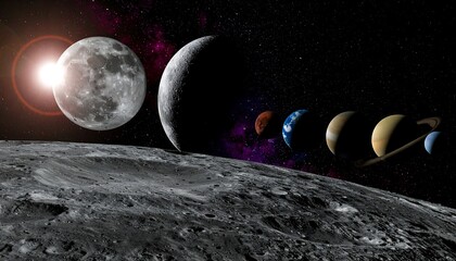 Solar system planets and moon