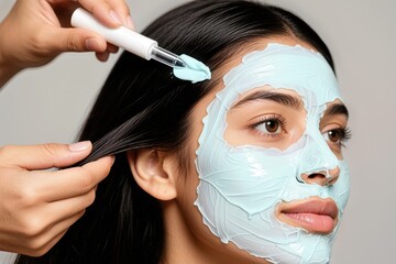 applying protein mask to hair
