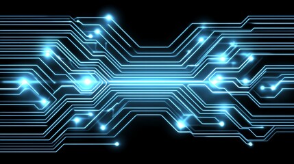 Abstract illustration of a circuit board with glowing blue lines. Ideal for technology themes, digital design, innovation, and modern aesthetics. Perfect for tech-related projects.