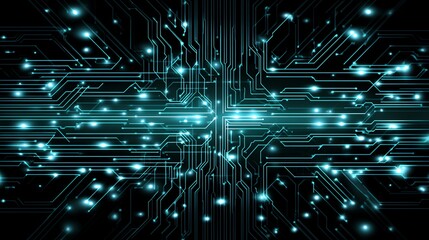 Fototapeta premium An abstract representation of a circuit board with glowing blue lights