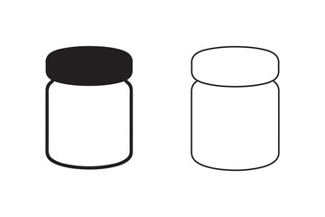 Vector Jar Icon Set, Minimalist Outline and Silhouette Container Symbols