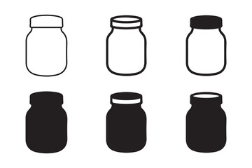 Black jars isolated on white background, Vector illustration