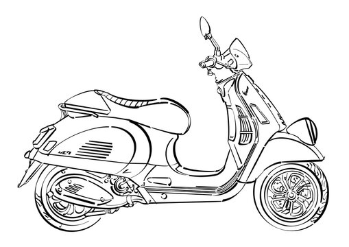 A motor bike in hand sketch - scooter	
