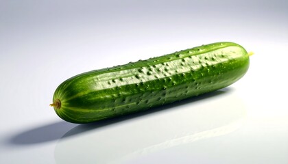Fresh Green Cucumber on a White Surface with a Natural Appearance