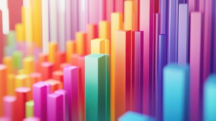 Obraz premium Colorful 3D bar graph data visualization, business growth, abstract background, financial report