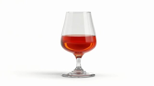 A brandy snifter filled with amber cognac.