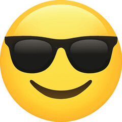 Cool Smiley Emoticon with Sunglasses – High-Resolution Transparent PNG Vector Emoji