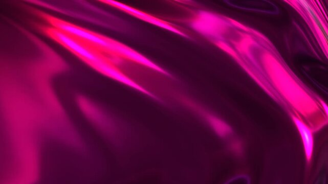 Pink chrome 3d abstract graphics background animation, silk moving waves on wind shiny and glossy metallic seamless 4K loop video animation, red texture design.
