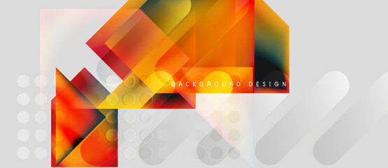Abstract geometric shapes, orange hues, white circles. Modern design, vibrant colors, clean presentation. Background suitable for digital projects.