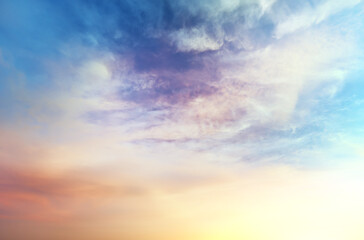Nature composition of colorful sky background on the sunset.
