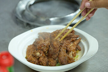 People and food Chefs in a busy Chinese kitchen