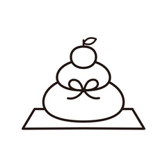 シンプルな鏡餅のイラスト（線）