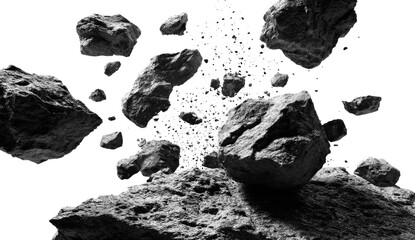Asteroid explosion in space