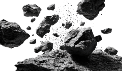 Asteroid explosion in space