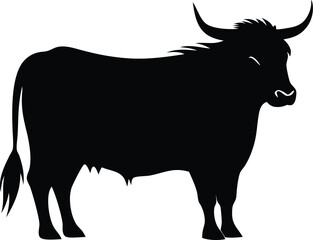 Highland cow line art silhouette vector, Highland cow silhouette design vector art illustration