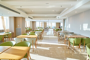 Clean and bright hotel buffet restaurant