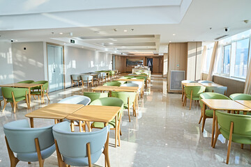 Clean and bright hotel buffet restaurant