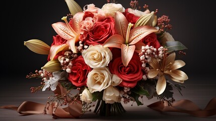 A photo of an exquisite bridal bouquet with roses