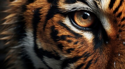 A photo of an intense close-up of a tigers whiskers