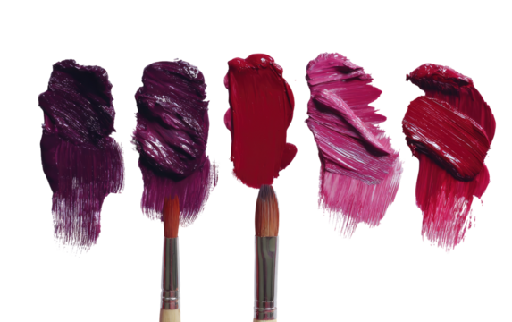 Swatches of vibrant, smudged lipstick shades