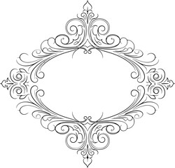 Elegant Ornate Vintage Scrollwork Frame Illustration.