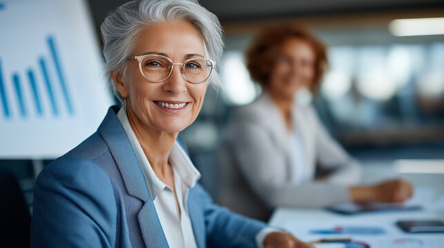 Accomplished successful female accountant presenting detailed financial reports and accounting analysis to businesswoman in corporate workplace environment financial presentation