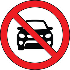 No Cars Allowed Sign. Vehicle Entry Prohibition Traffic Symbol