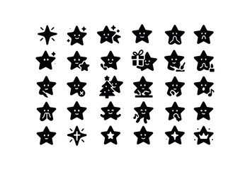 vector solid black filled icons Stars (Scenes) star, glowing, shining, guiding, blessing, watching, carrying, gifting, wrapping, showing, patching, star.