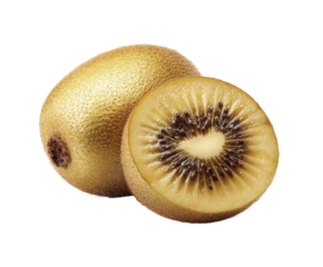 Golden kiwi fruit, whole and halved