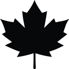 Japanese Maple Leaf Silhouette Vector Illustration, Black Japanese Maple Leaf Silhouette Flat Vector, Japanese Acer Palmatum Leaf Black Vector Icon.
