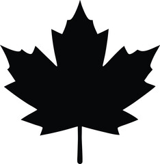 Canadian Maple Leaf Silhouette Flat Icon, Minimalist Maple Leaf Silhouette Isolated on White Background