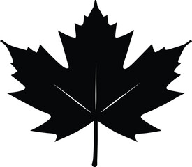 Canadian Maple Leaf Silhouette Flat Icon, Minimalist Maple Leaf Silhouette Isolated on White Background
