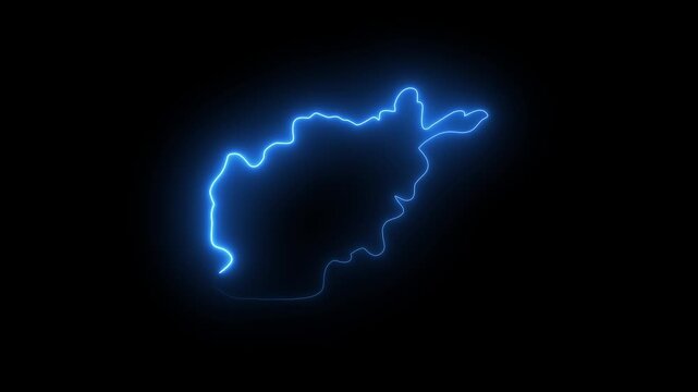 Animation of the Afghanistan country map icon with a glowing neon effect