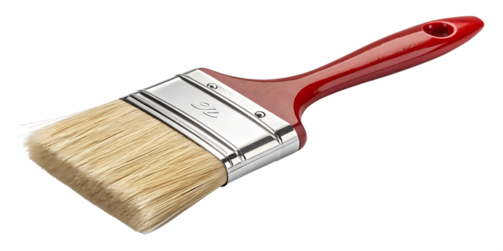 Clean Paint Brush with Red Plastic Handle - New Painting Tool