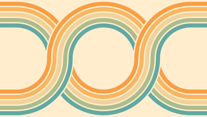 Abstract background of rainbow groovy Wavy Line design in 1970s Hippie Retro style. Vector pattern ready to use for cloth, textile, wrap and other.