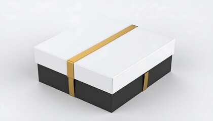 Naklejka premium Square gift box with gold ribbon