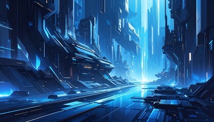 Futuristic Cityscape: Digital Art Depicting a Cyberpunk Environment