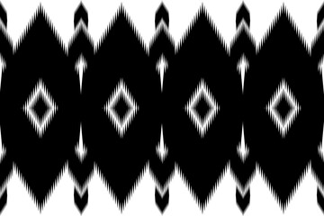 Ethnic seamless, Ikat patterns with simple shapes. Tribal and ethnic fabrics. Simple geometric pattern elements are best used in design, textile printing.