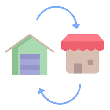 shot to godown flat icon design