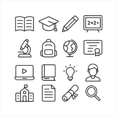 Outline icons of education.