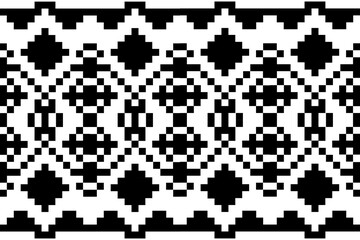 Ethnic seamless, Pixel patterns with simple shapes. Tribal and ethnic fabrics. Simple geometric pattern elements are best used in design, textile printing.