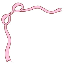 Pink Ribbon Corner Border Illustration