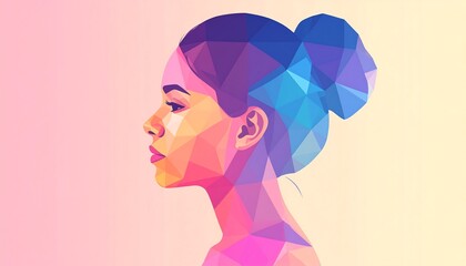 Geometric Portrait of a Woman: Abstract Digital Illustration in Profile