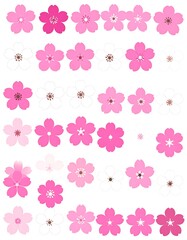 Assortment of stylized cherry blossom graphics in various hues