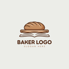 Bakery logo design with bread loaf illustration for bakeries, cafes, pastries, and food branding