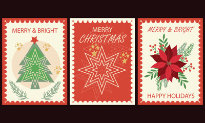 Elegant Merry Christmas vertical poster template. Modern trendy minimal vector illustration. Hand drawn design template for wallpaper, wall decoration, print, postcard, cover, template, banner.