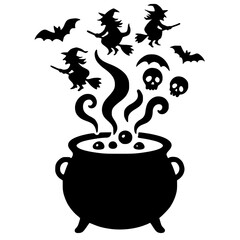 Witches Brewing Potion, Spooky Halloween Cauldron