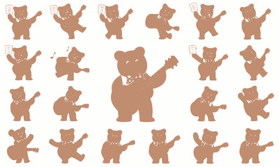 Fototapeta premium Dancing Bears: Animated Cartoon Character Poses for Animation or Kids Design