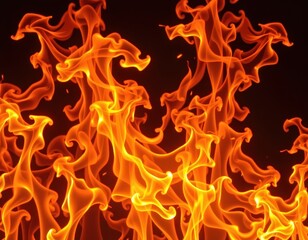 Fototapeta premium Intense blaze fire flame texture background, perfect for graphic design projects, fiery orange and yellow hues, abstract, glowing
