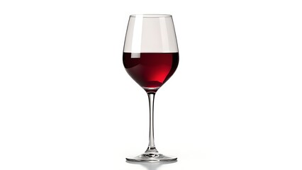 A glass of red wine on a white background